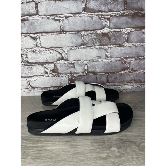 Roam White Leather Ribbon Open Toe Straps Slides Sandals Women Sz 41EU/10.5M US - Picture 13 of 16